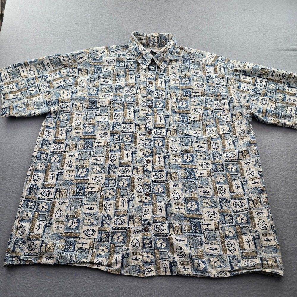 Honolua Surf Co. Hawaiian Shirt Mens Medium Multi Geometric Aloha Tropical Print